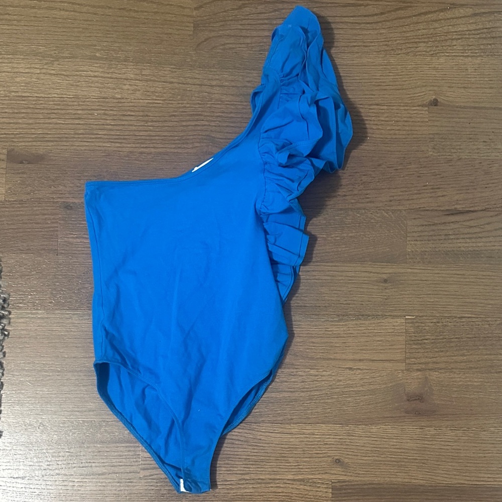 Zara Blue Ruffled Bodysuit